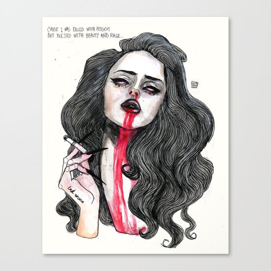 ''Cause I was filled with poison But blessed with beauty and rage'' Canvas Print