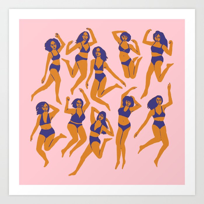 Underwear Dancing - Pink Art Print