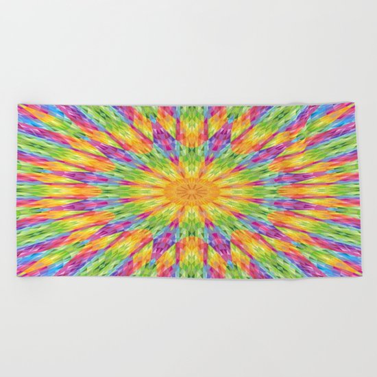 Rainbow Mandala Beach Towel