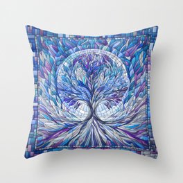 Purple Tree of Tranquility Throw Pillow