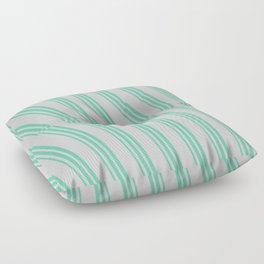 [ Thumbnail: Light Gray and Aquamarine Colored Striped Pattern Floor Pillow ]