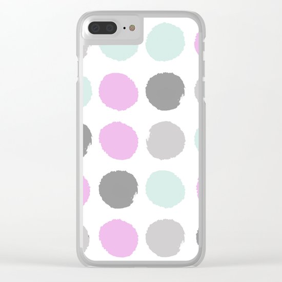 Modern pastel dots polka dots pattern basic decor for home office trendy space Clear iPhone Case