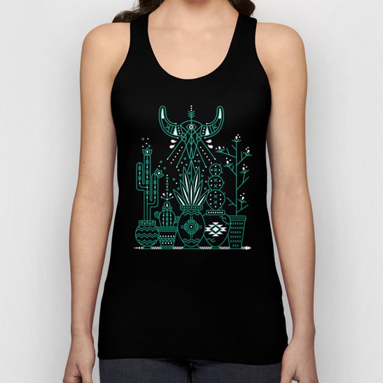 Santa Fe Garden – Turquoise & Black Unisex Tank Top