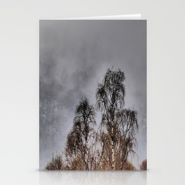 Scottish Highlands Spring Birch Trees and the Mist in I Art Stationery Cards