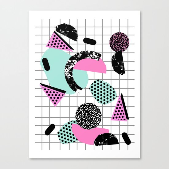 Joshin - memphis throwback retro pop art geoemetric pattern print unique trendy gifts dorm college Canvas Print