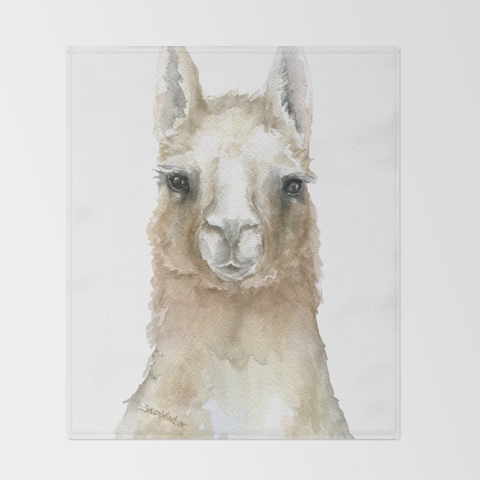 Llama Watercolor Painting Throw Blanket By Susanwindsor Society6