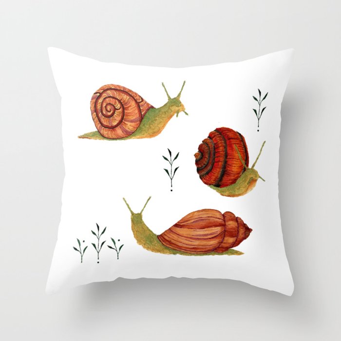 cute watercolor snails Throw Pillow