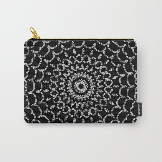 Mandala Fractal in Black and White Carry-All Pouch