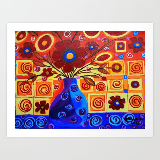 Flowers in vase Art Print