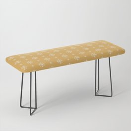 Christmas Pattern Yellow Retro Snowflake Bench