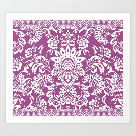 Damask in cyclamen Art Print