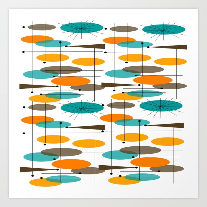 Mid-Century Modern Ovals Abstract II Art Print by kippygirl | Society6