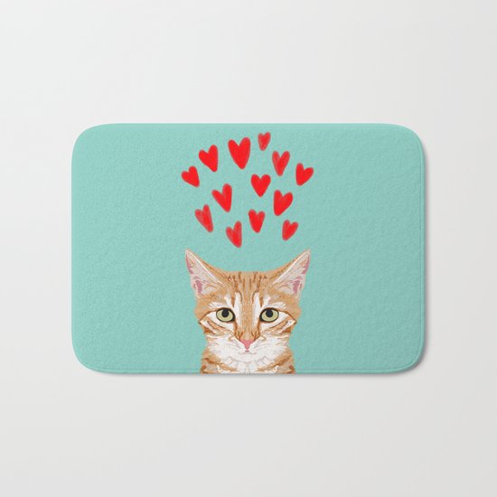 Mackenzie - Orange Tabby Cute Valentines Day Kitten Girly Retro Cat Art cell phone Bath Mat