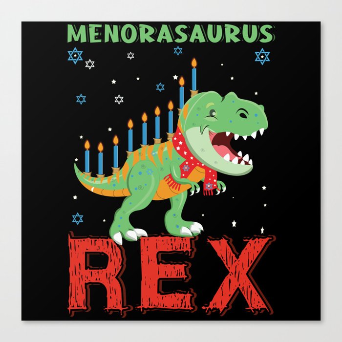 Menosaurus Dinosaur Candle Menorah 2021 Hanukkah Canvas Print