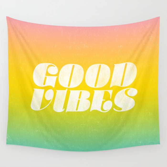 good vibes, rainbow Wall Tapestry