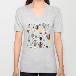 Cacti in a Flower Pot V Neck T Shirt