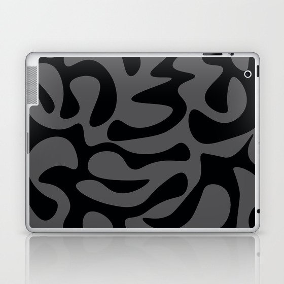 Abstract Mid century Modern Shapes pattern - Black and Grey Laptop & iPad Skin