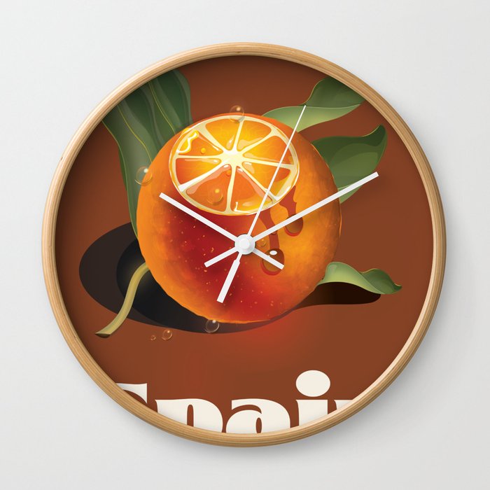 Spain Orange travel poster Wall Clock
