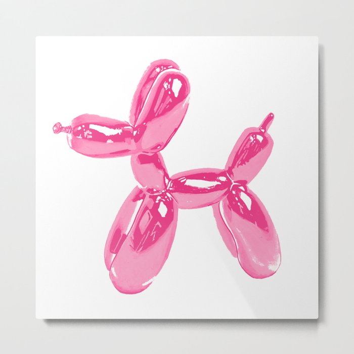 Pink Balloon Dog Pop Art | Kitsch Fun + Cute Metal Print