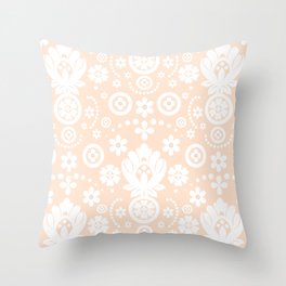 Floral Eyelet Lace Pattern Ivory Throw Pillow