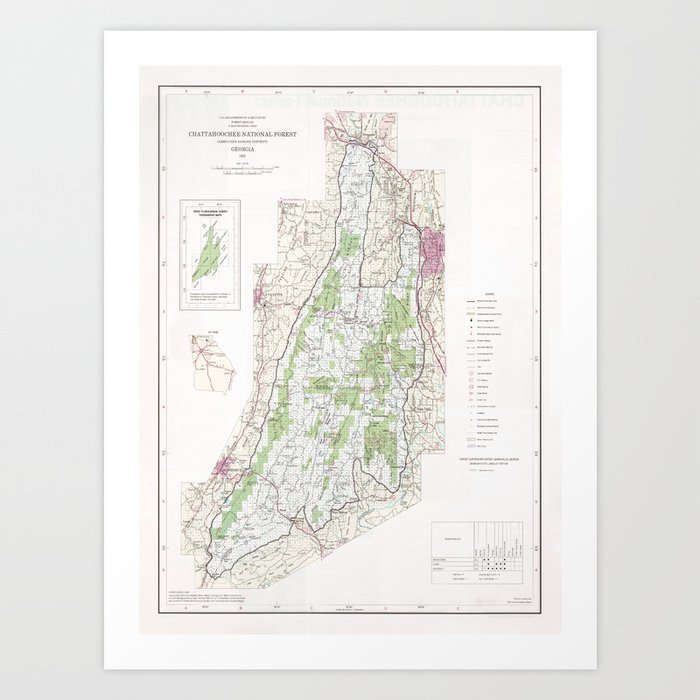Chattahoochee National Forest Map (1982) Woodland Park Atlas