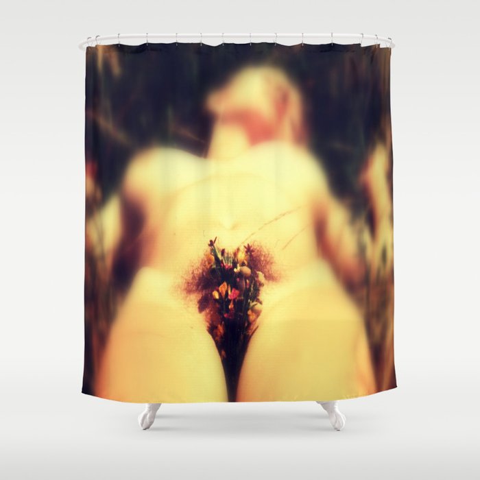Romantic Floral Bush : Nude Art Shower Curtain