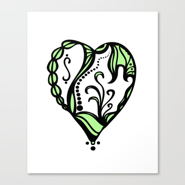 Birth Hearts No.4 - Green Canvas Print