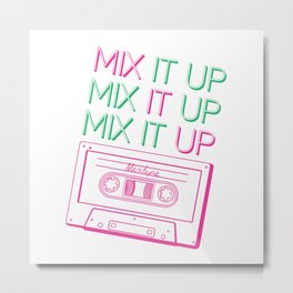 Mix It Up Retro Mixtape Cassette Metal Print | Music, Drawing, Cloud Eight Design, Cassette, 80S, Vintage, Digital, Tape, Nostalgia, Retro 