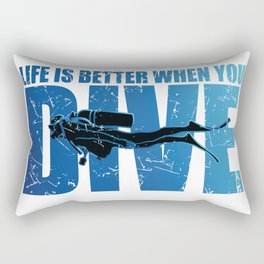 Life is Better When You Dive - Scuba Diver Rectangular Pillow