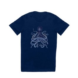 Watercolor blue vintage octopus T Shirt | Figurative, Vintageoctopus, Kraken, Drawing, Bluewatercolor, Ink, Nauticalart, Ocean, Nauticaldecor, Vintageengraving 