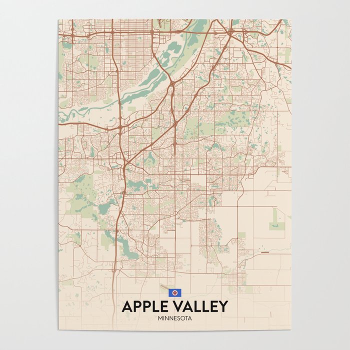 Apple Valley, Minnesota, United States - Vintage City Map Poster