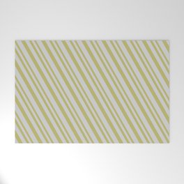 [ Thumbnail: Dark Khaki and Light Grey Colored Lines Pattern Welcome Mat ]