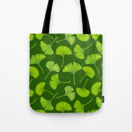 Ginkgo leaves on dark green Tote Bag