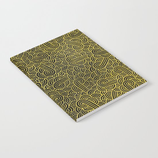 Black and faux gold swirls doodles Notebook