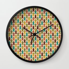 Little Rockets - Atomic Age Mid-Century Modern Pattern in Mid Mod Multicolour  Wall Clock
