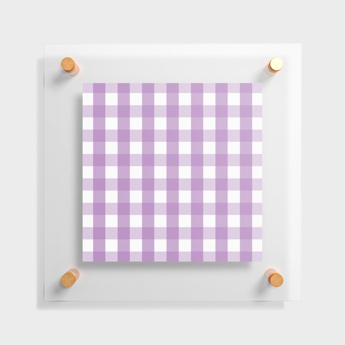 Gingham Plaid Pattern (lavender/white) Floating Acrylic Print