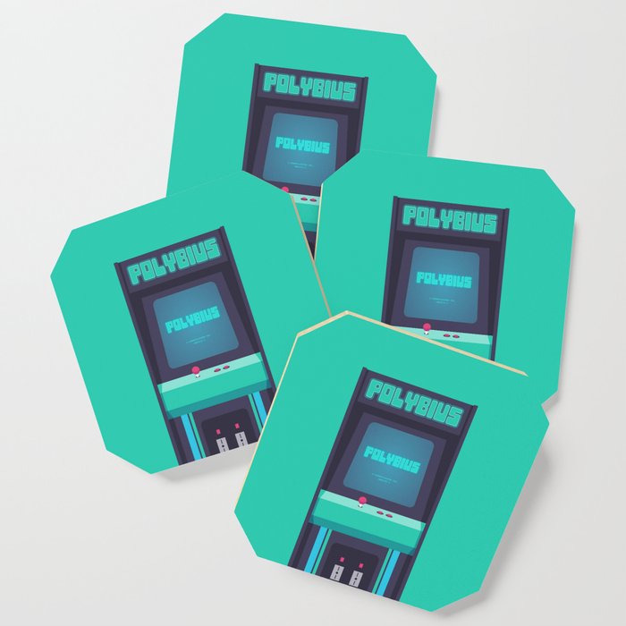 Polybius Arcade Game Machine Cabinet Front Green Coaster By Neotokyo Society6