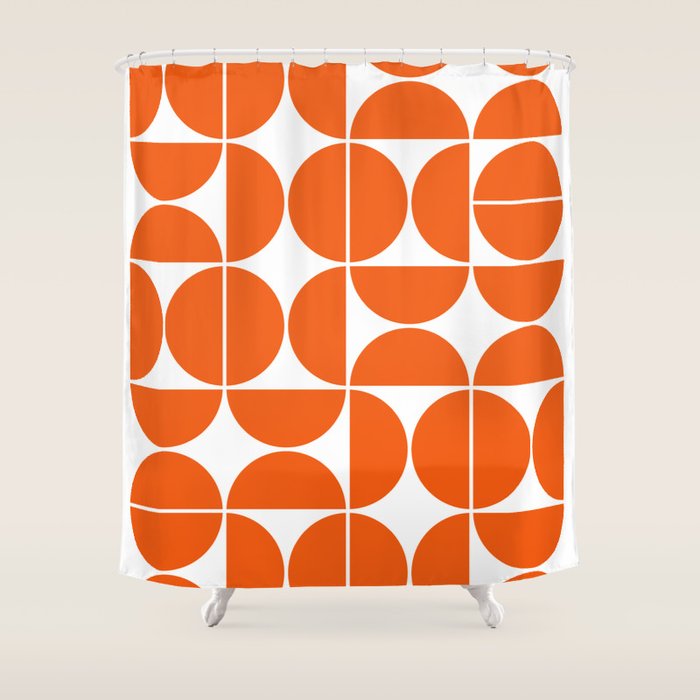 Mid Century Modern Geometric 04 Orange Shower Curtain by