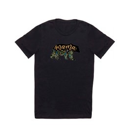 Mama Bear with Pretty Wildflowers Hand Lettering Illustration T Shirt