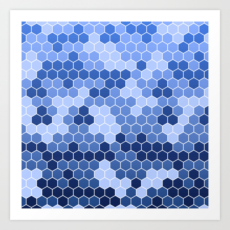 Honeycomb Blue Pattern Geometric Shapes Home Decor Sapphire