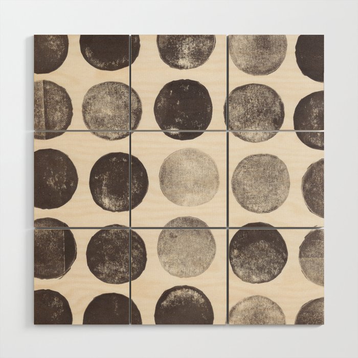 Linocut Circle Pattern Wood Wall Art
