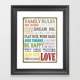 Family Rules Framed Art Print
