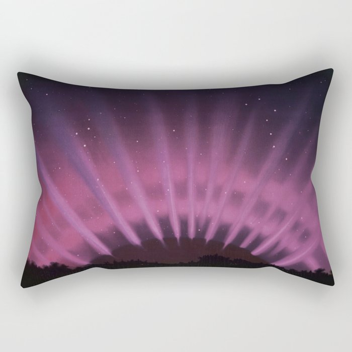 Vintage Aurora Borealis northern lights poster in magenta - pink Rectangular Pillow
