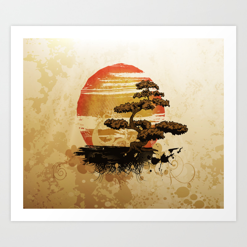 Bonsai Tree In The Sunset Art Print By Createdprototype Society6