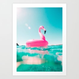 Beach Flamingo Art Print