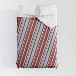 [ Thumbnail: Light Blue & Brown Colored Lines Pattern Duvet Cover ]
