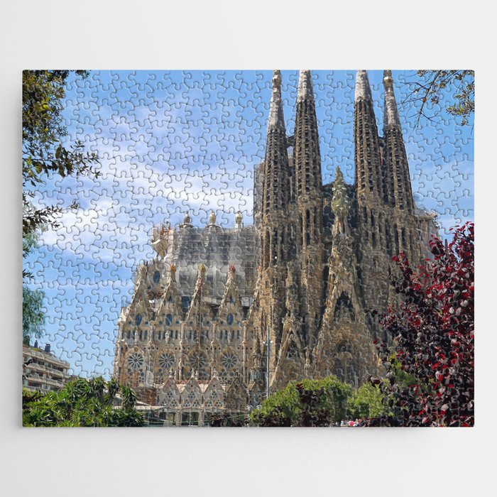 Spain Photography - Beautiful Basilica In Barcelona Jigsaw Puzzle