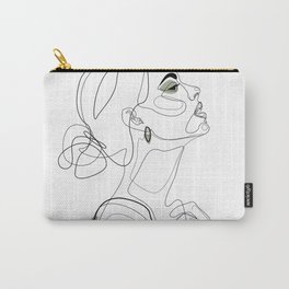 Olive Beauty Carry-All Pouch | Line Sketch, Drawing, Portrait, Curated, Profile, Lady, Makeup, Woman, Contour Drawing, Beauty 