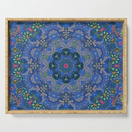 Antique Moroccan Midnight Flowers Serving Tray