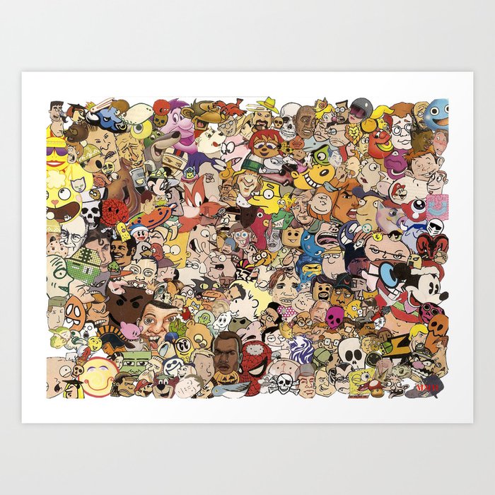 Cartoon Collage Art Print by Myles Hunt | Society6